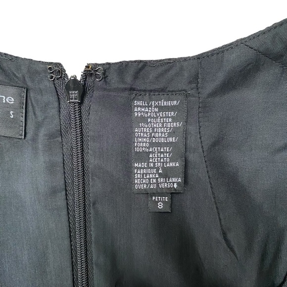 Liz Claiborne Petites Black Shimmer Floral Sleeveless Sheath Dress 8P - Picture 10 of 10